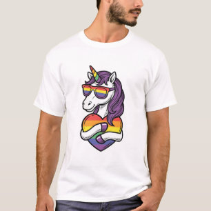 Vintage Rainbow Unicorn Heart Pride Shirt Design_1