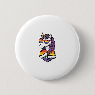 Vintage Rainbow Unicorn Heart Pride Shirt Design_1 2 Inch Round Button