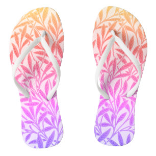 Vintage Rainbow Willow Leaves Botanical Flip Flops