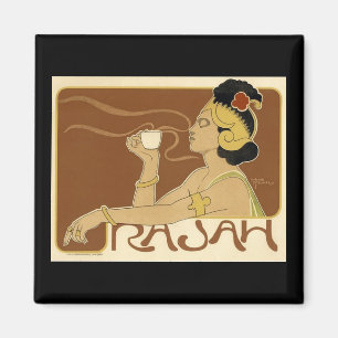 Vintage Rajah Coffee Ad Dark Border Magnet