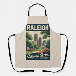 Vintage Raleigh North Carolina Retro Travel Poster Apron