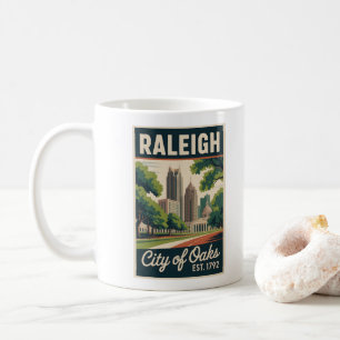 Vintage Raleigh North Carolina Retro Travel Poster Coffee Mug