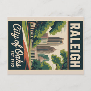 Vintage Raleigh North Carolina Retro Travel Poster Postcard