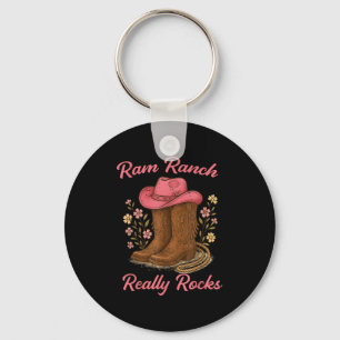 Vintage Ram Ranch Really Rocks Cowboy Boots Wester Keychain