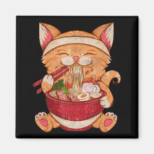 Vintage Ramen Cat Japanese Food Kawaii Anime Girls Magnet