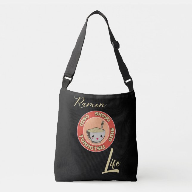 Vintage Ramen Life Japanese Noodle Soup Crossbody Bag (Front)