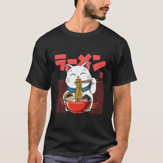 Vintage Ramen Luck - Maneki Neko Cat Noodles Kawai T-Shirt