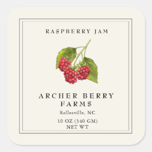 Vintage Raspberry Preserve Simple Jam Jar Label