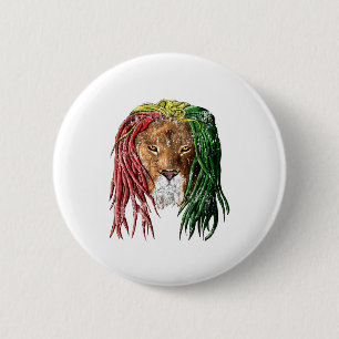 Vintage Rasta Reggae Lion 2 Inch Round Button