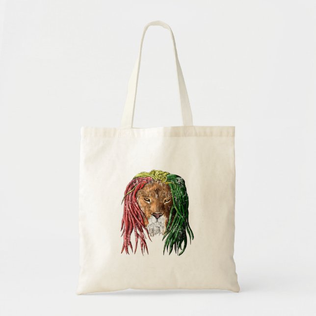 Vintage Rasta Reggae Lion Tote Bag (Front)