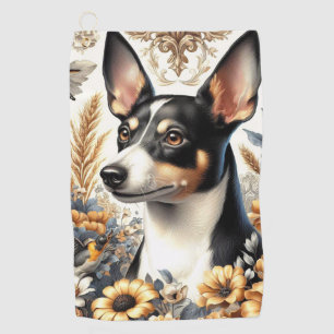 Vintage Rat Terrier Illustration Golf Towel