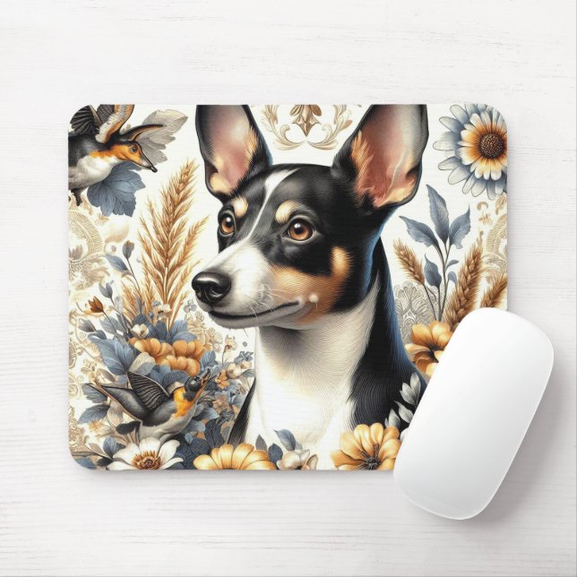 Vintage Rat Terrier Illustration Mouse Pad (With Mouse)