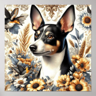 Vintage Rat Terrier Illustration Poster