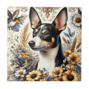 Vintage Rat Terrier Illustration Tile