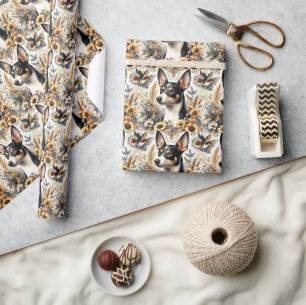 Vintage Rat Terrier Illustration Wrapping Paper
