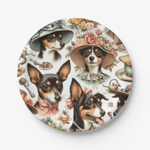 Vintage Rat Terrier Seamless Paper Plate