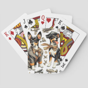 Vintage Rat Terrier Seamless Playing Cards