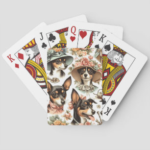 Vintage Rat Terrier Seamless Playing Cards