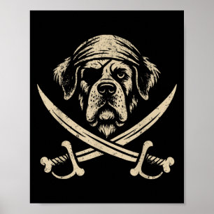 Vintage Rate Saint Bernard Crossbones Dog Lover Poster