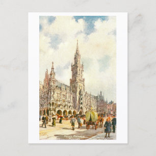 Vintage Rathaus, Munchen, Germany Postcard