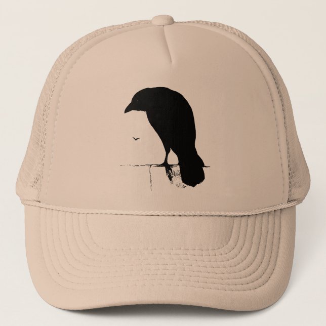 Vintage Raven - Customized Goth Crows Ravens Trucker Hat (Front)