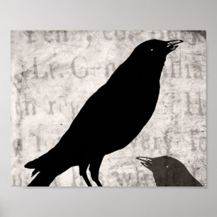 Vintage Raven Goth Collage Customized Birds Crow Poster