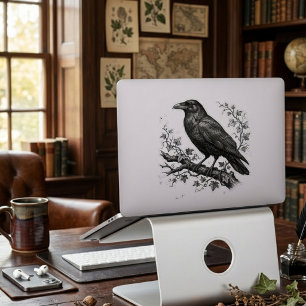 Vintage Raven Ivy Dark Nature Sketch Art