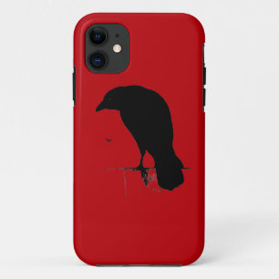 Vintage Raven on Blood Red Template iPhone 11 Case