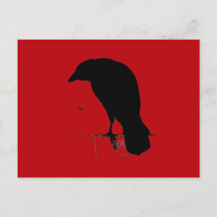 Vintage Raven on Blood Red Template Postcard