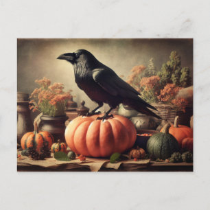 Vintage Raven Photo Gothic Halloween Postcard
