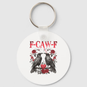 Vintage Raven Rose Heart Love Happy Valentines Day Keychain