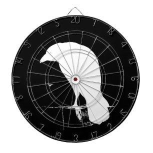 Vintage Raven Silhouette White on Black - Custom Dartboard