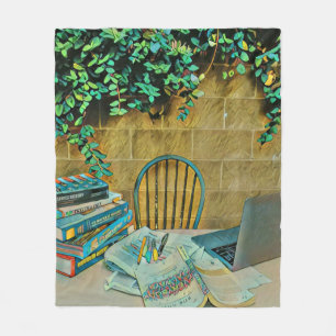 Vintage reading artwork fleece blanket