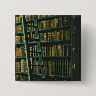 Vintage reading artwork gift 2 inch square button