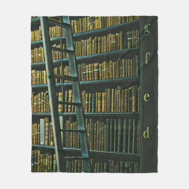 Vintage reading artwork gift fleece blanket (Front)