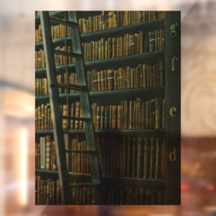 Vintage reading artwork gift window cling