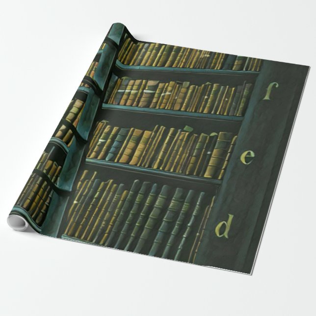 Vintage reading artwork gift wrapping paper (Unrolled)