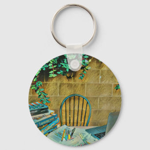 Vintage reading artwork keychain