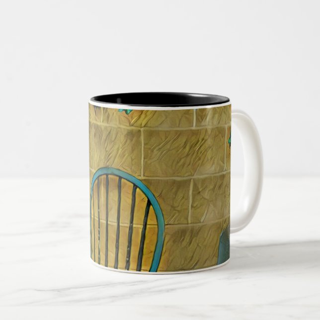 Vintage reading artwork Two-Tone coffee mug (Front Right)