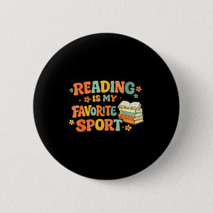 Vintage reading is favourite sport funny bookworm 2 inch round button