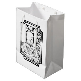 Vintage reading owl cute party bag