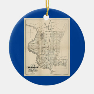 Vintage Reading PA Map 1877 Ceramic Ornament