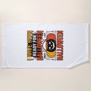 Vintage Ready For Halloween Candy Bucket Shirt Des Beach Towel