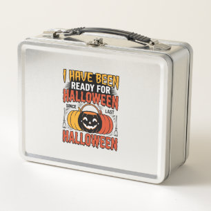 Vintage Ready For Halloween Candy Bucket Shirt Des Metal Lunch Box