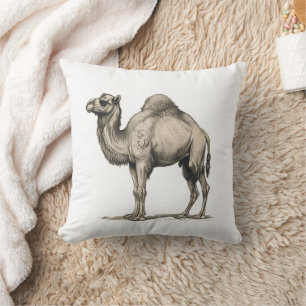 Vintage Realistic Camel Illustration-Desert Camel Throw Pillow