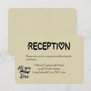 Vintage Reception Black & Tan Love Wedding Invitation