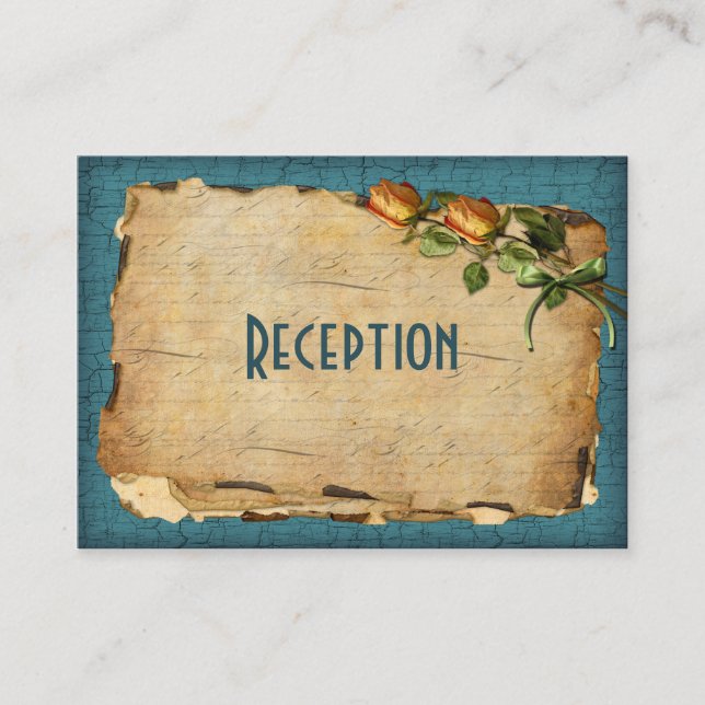 Vintage Reception Enclosure Card - Teal (Front)