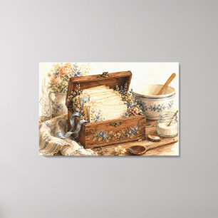 Vintage Recipe Box Cottage Kitchen Canvas Print