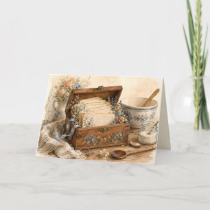 Vintage Recipe Box Cottage Kitchen Card