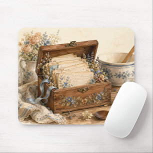 Vintage Recipe Box Cottage Kitchen Mouse Pad